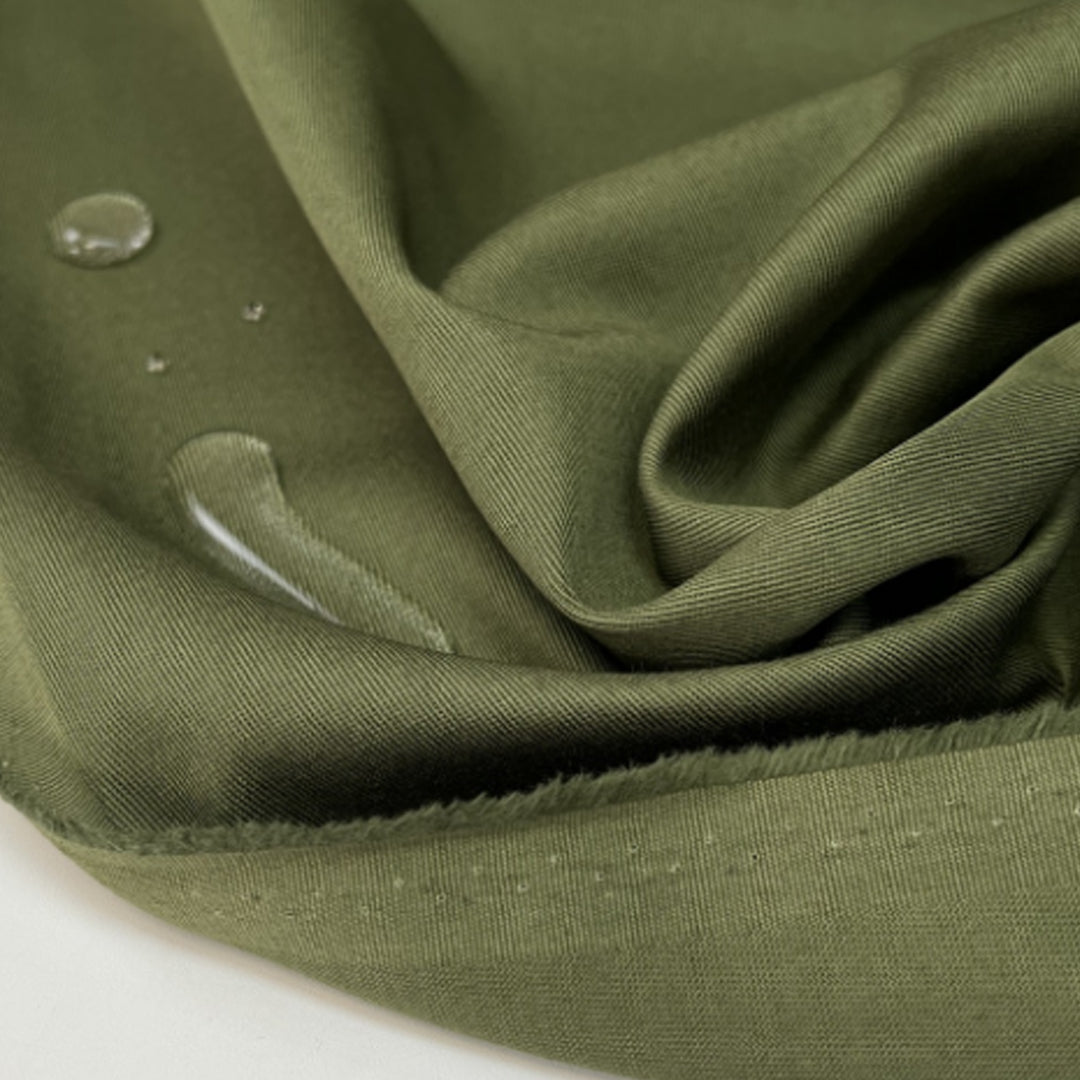 French cotton twill rainwear - olive 2 yds