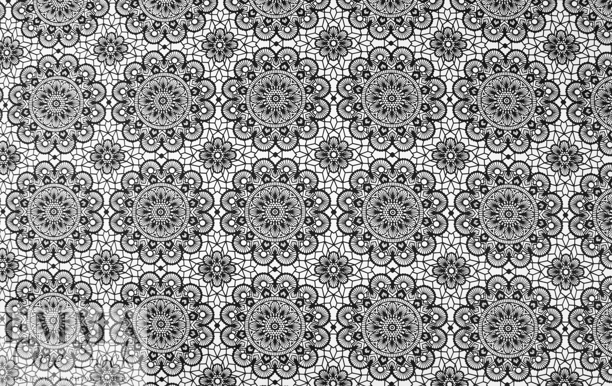 NY designer black/white medallion cotton rainwear 1 yard