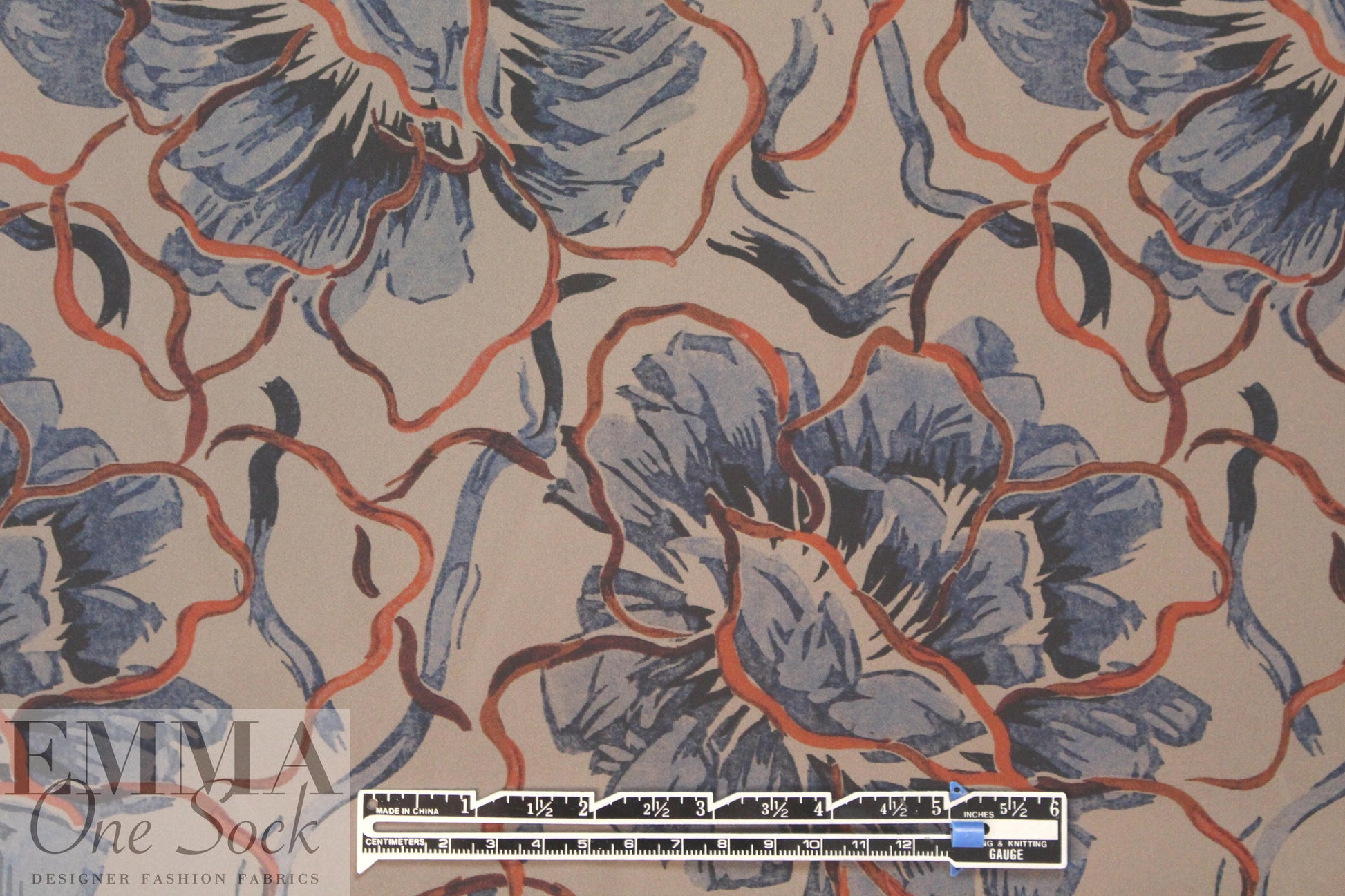 NY designer microfiber rainwear - blue/rust floral