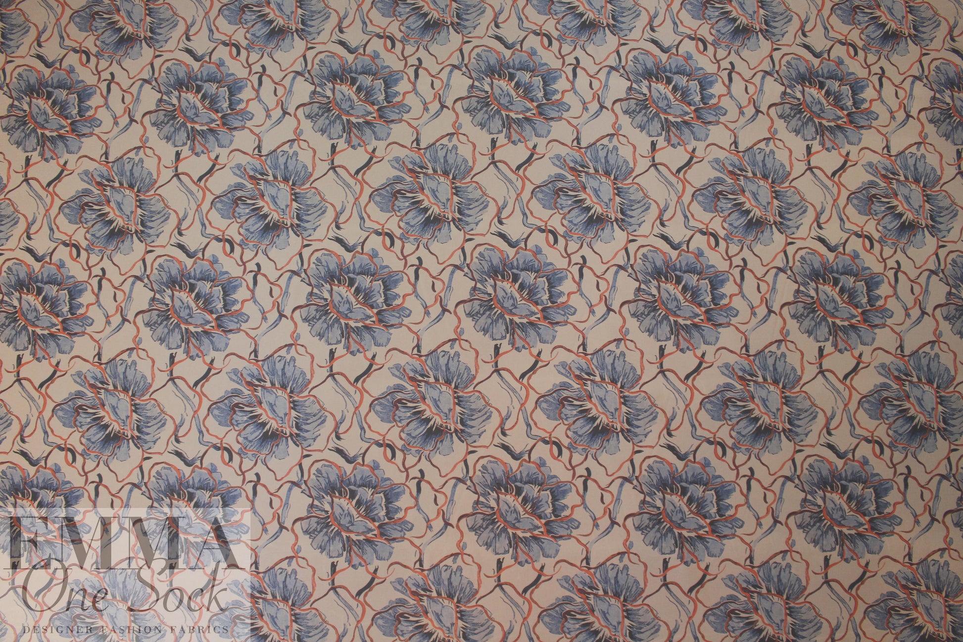 NY designer microfiber rainwear - blue/rust floral