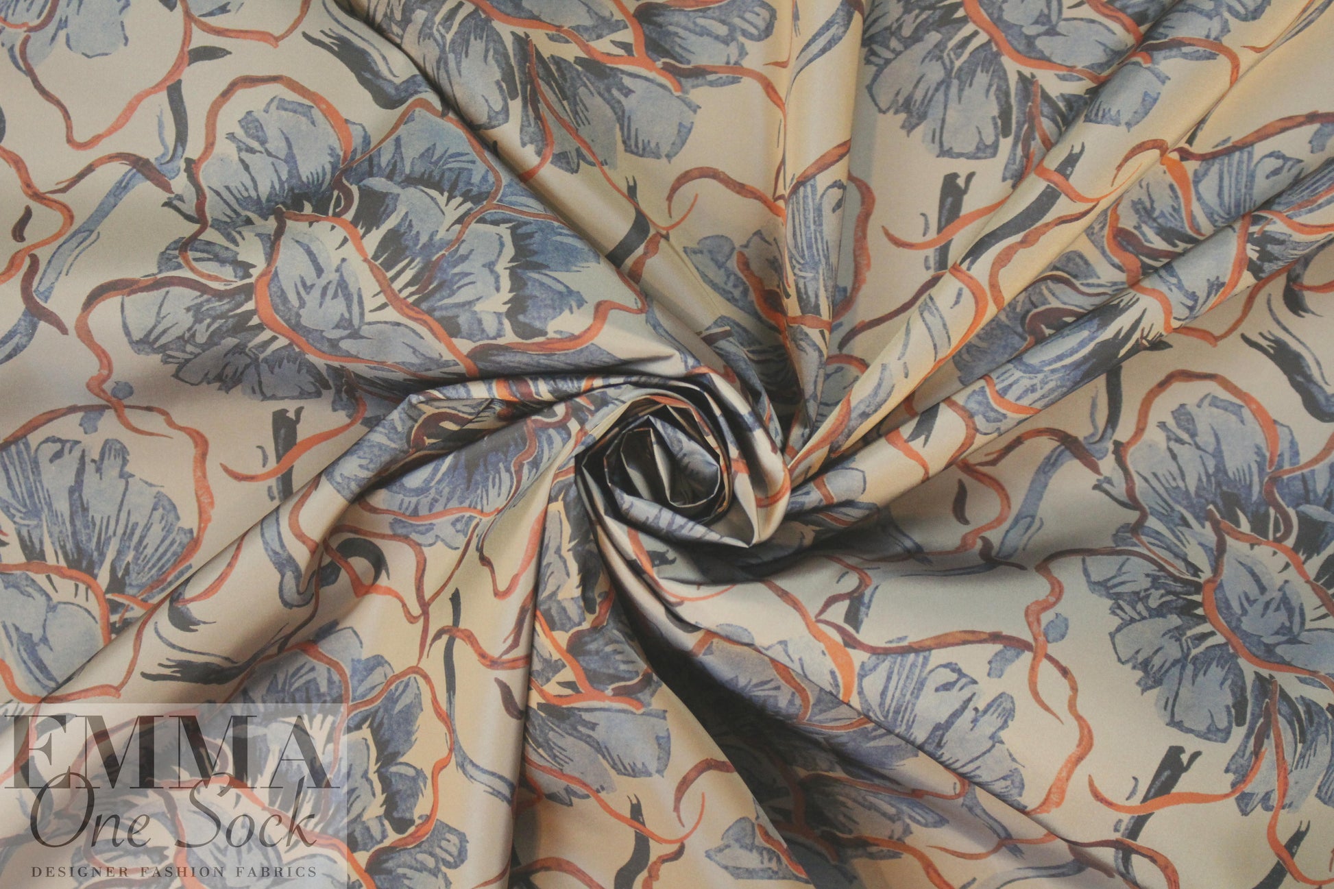 NY designer microfiber rainwear - blue/rust floral