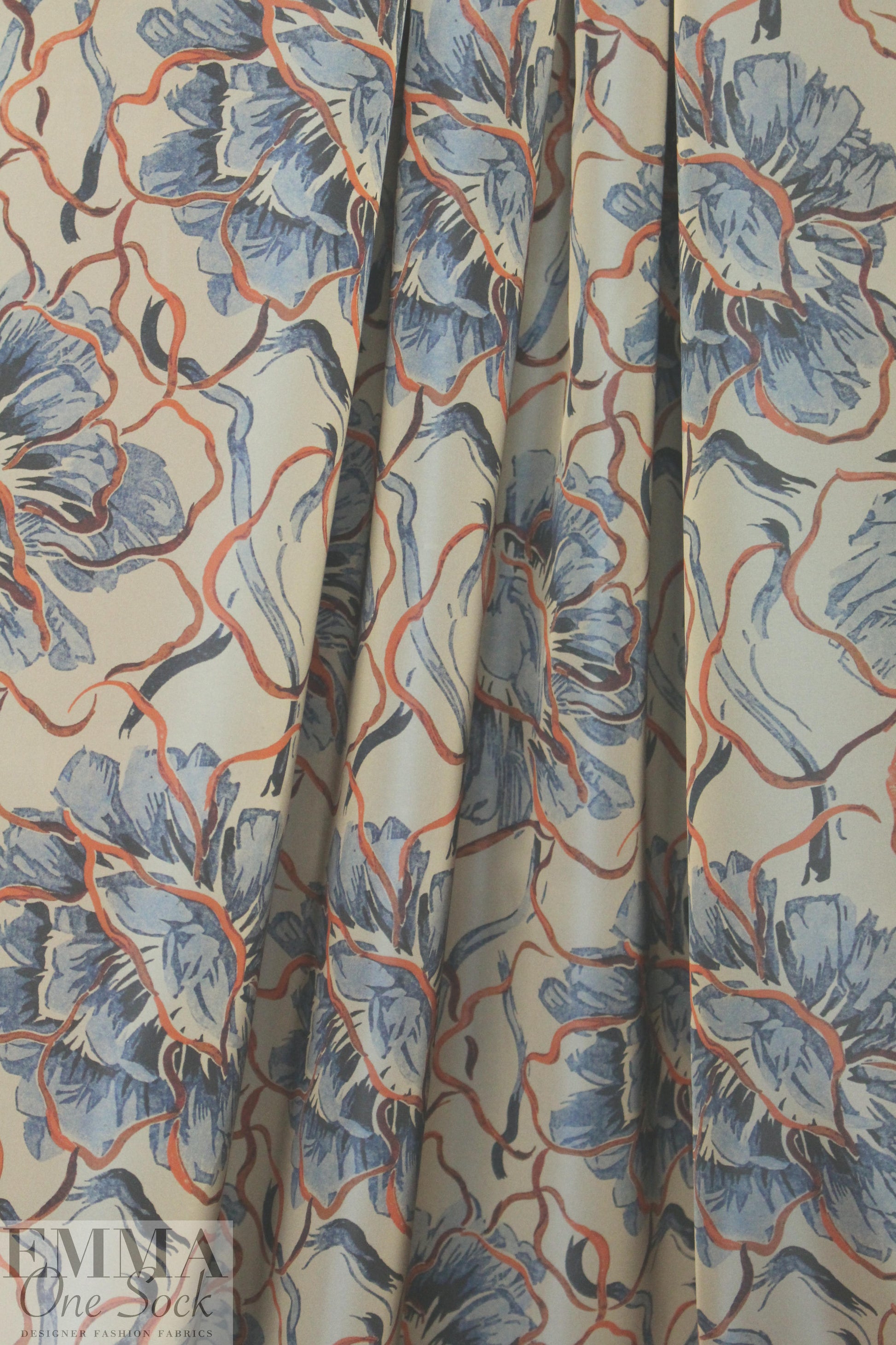 NY designer microfiber rainwear - blue/rust floral