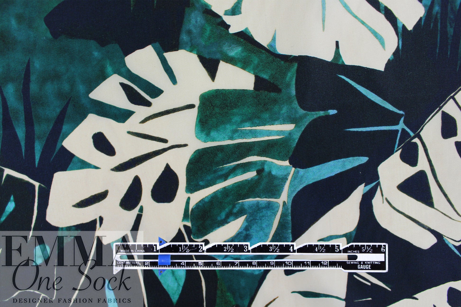 Italian microfiber printed rainwear - monstera leaves 2.875 yds