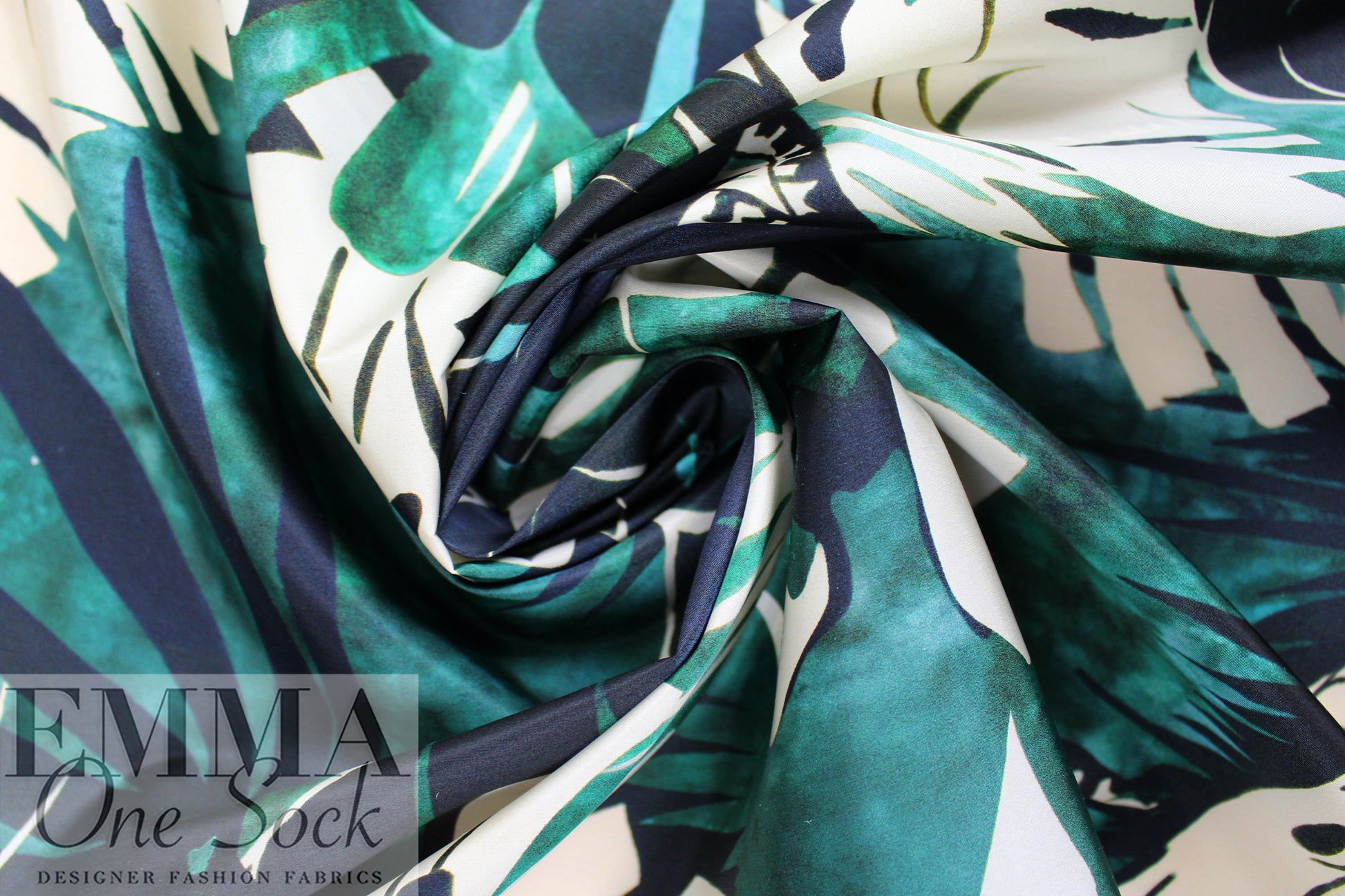 Italian microfiber printed rainwear - monstera leaves 2.875 yds