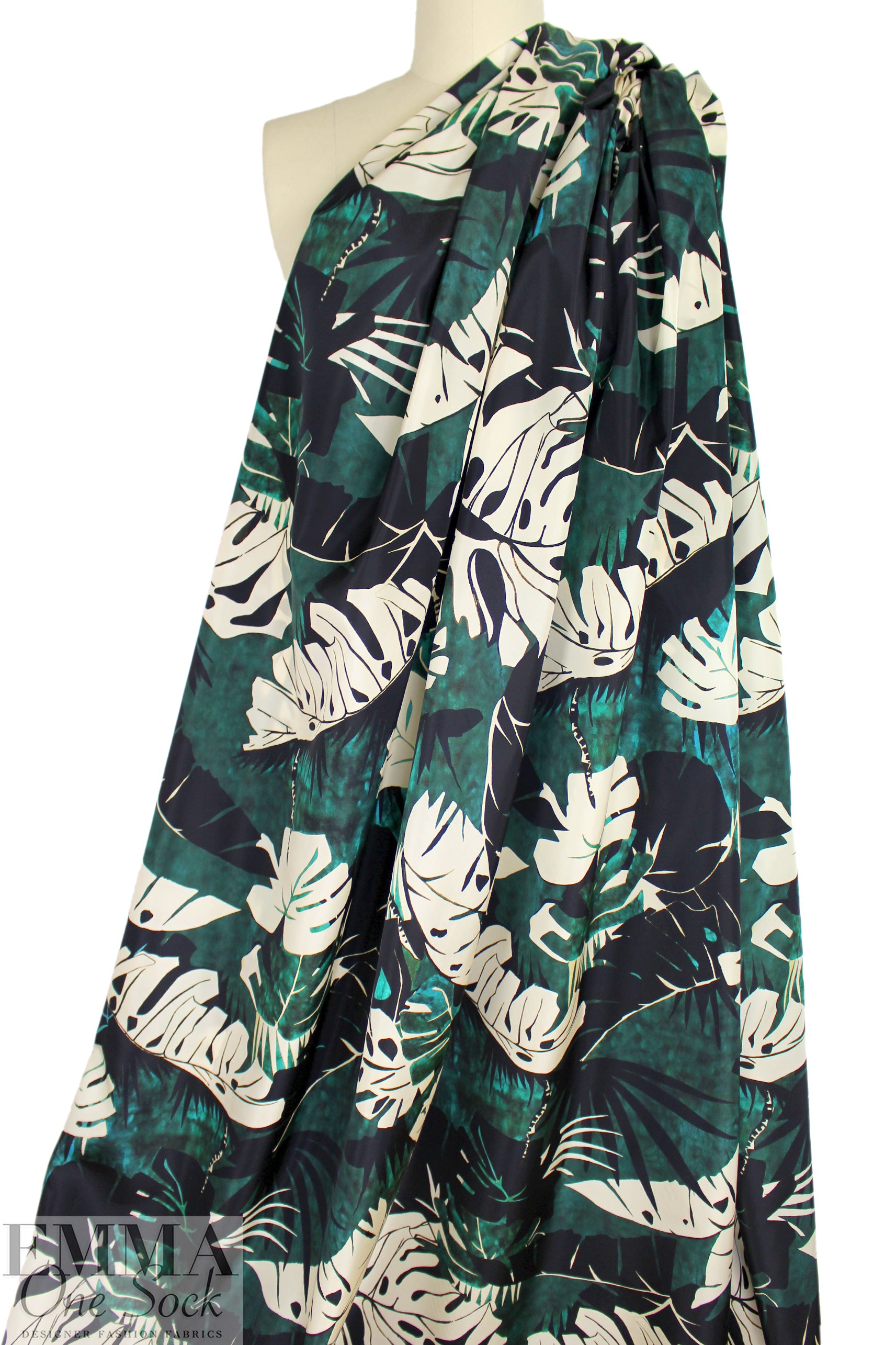 Italian microfiber printed rainwear - monstera leaves 2.875 yds