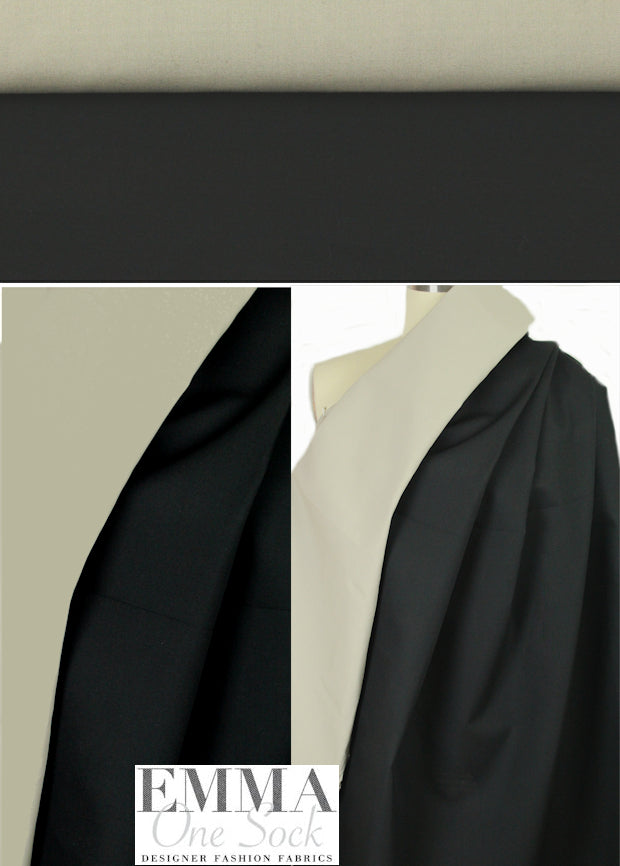 Italian black/taupe cotton woven rainwear 2.25 yds
