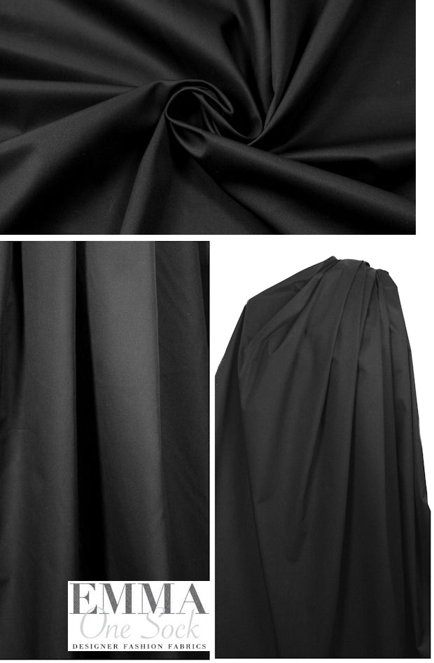 Italian black cotton twill rainwear 2.75 yd