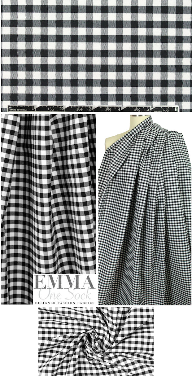 Italian black/white check cotton twill rainwear