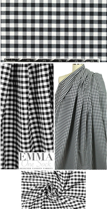 Italian black/white check cotton twill rainwear 1.75 yds