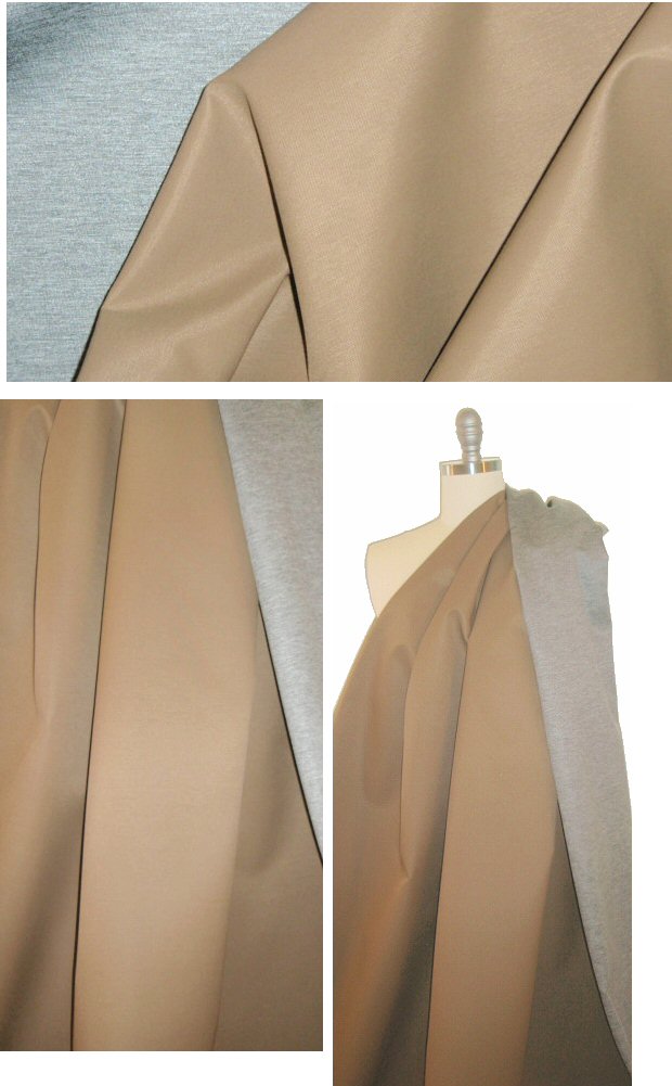 Italian knit-backed rainwear - taupe/gray heather 2 yd