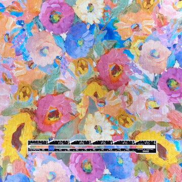 'sunflower and friends' 100% ramie digital print 1.625 yd