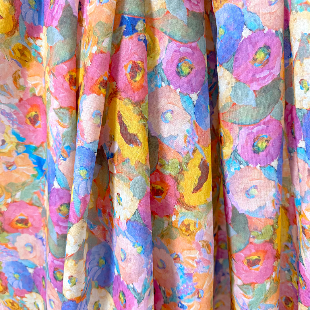 'sunflower and friends' 100% ramie digital print 1.625 yd