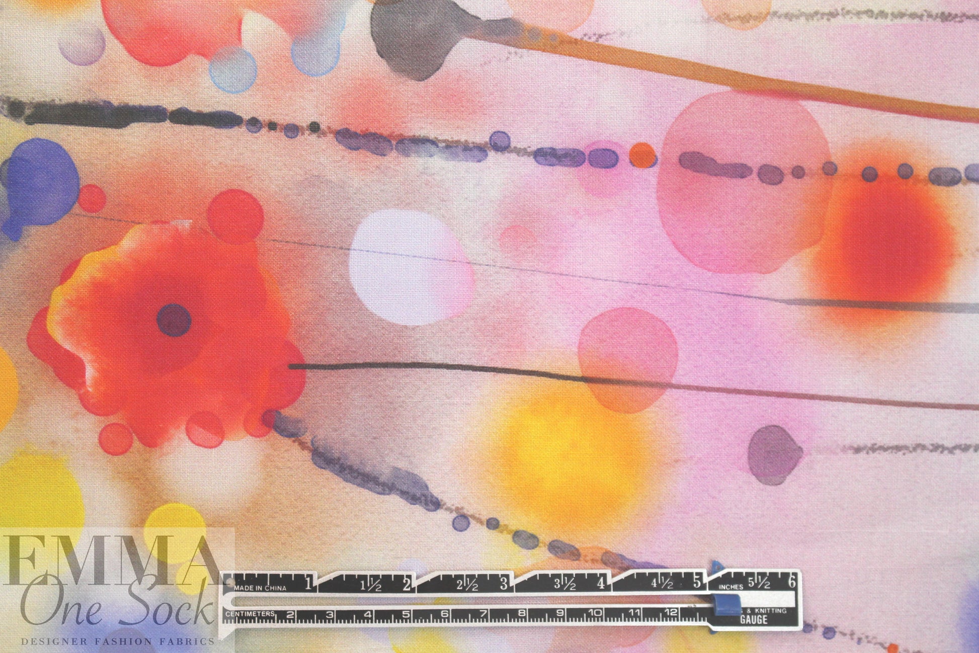 100% ramie digital print - indigo poppies 1.625 yd