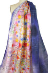 100% ramie digital print - indigo poppies
