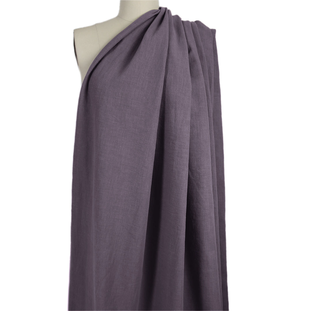 stonewashed ramie mid-weight textured woven - dusky grape 1.25 yds