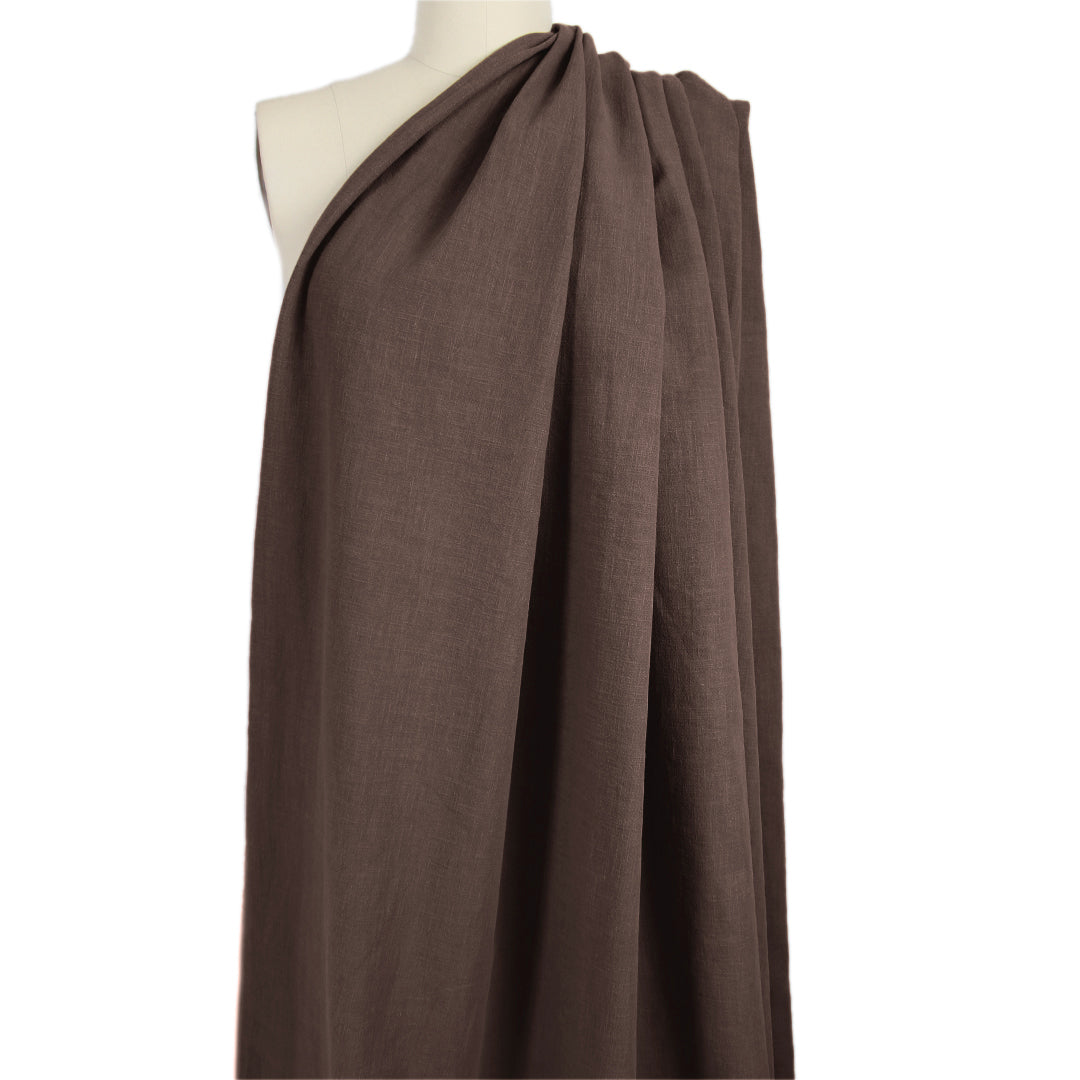 stonewashed ramie mid-weight textured woven - chocolate 1.5 yd