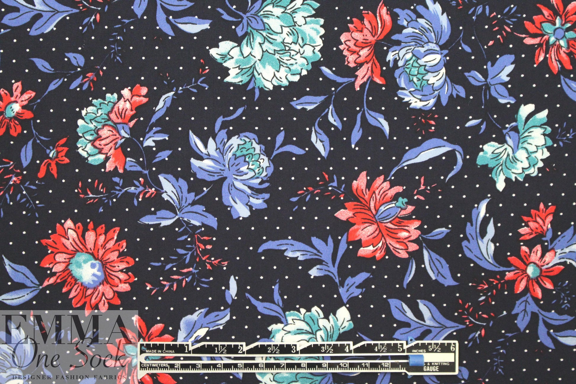 provence floral drapey viscose woven - navy 1.5 yds