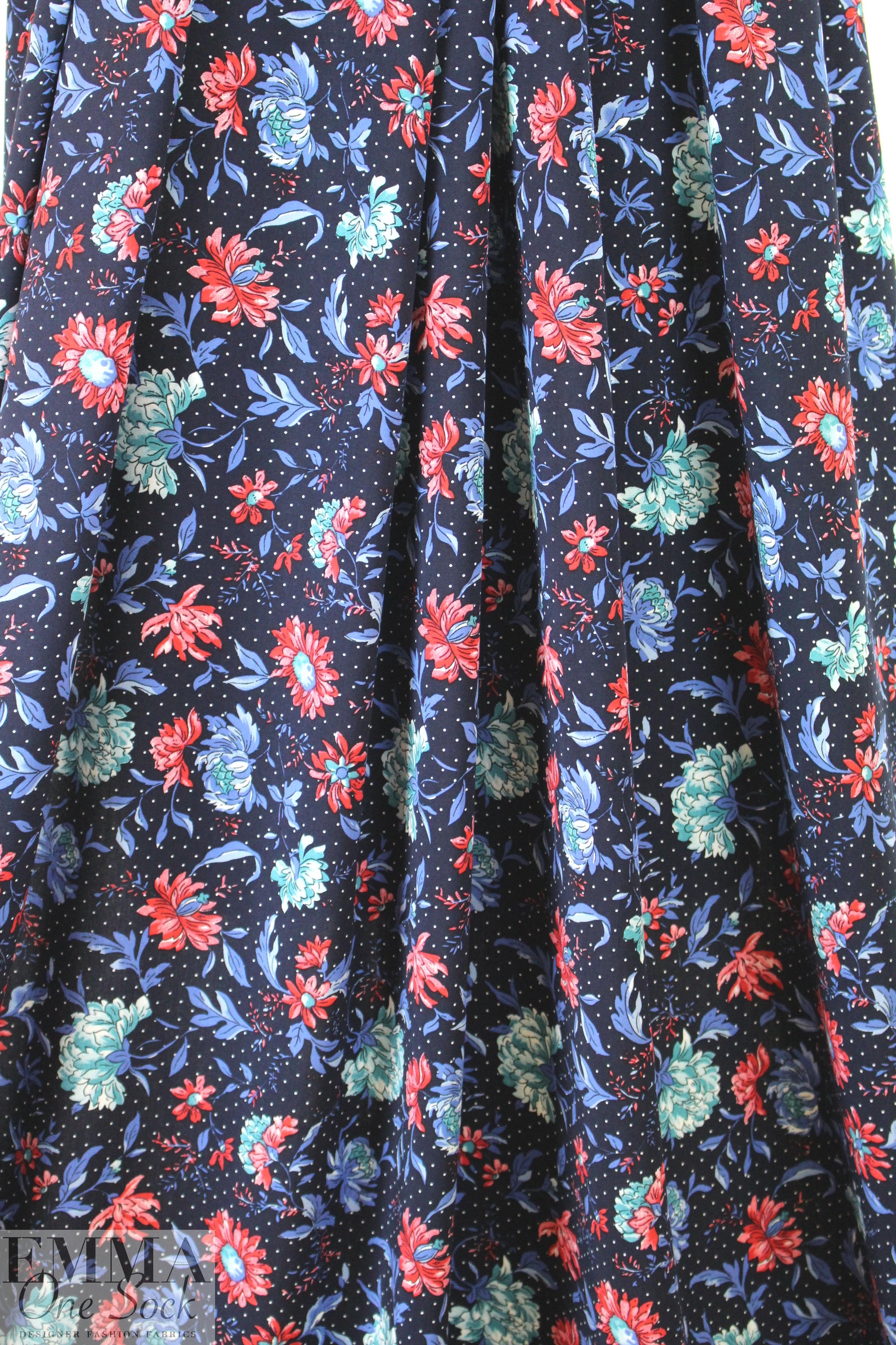 provence floral drapey viscose woven - navy