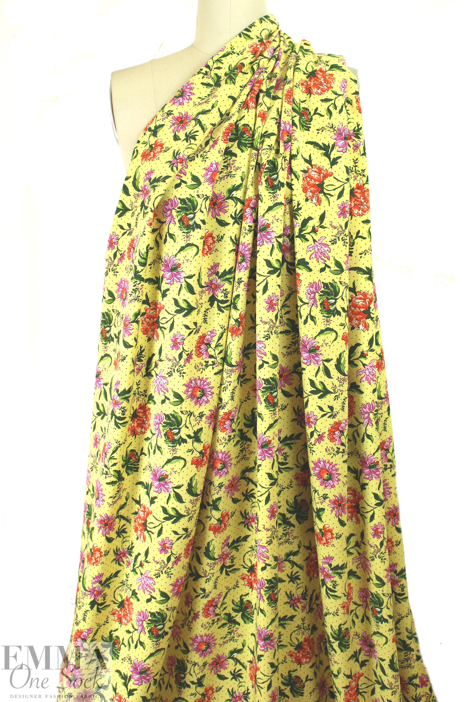 provence floral drapey viscose woven - yellow 1.875 yd