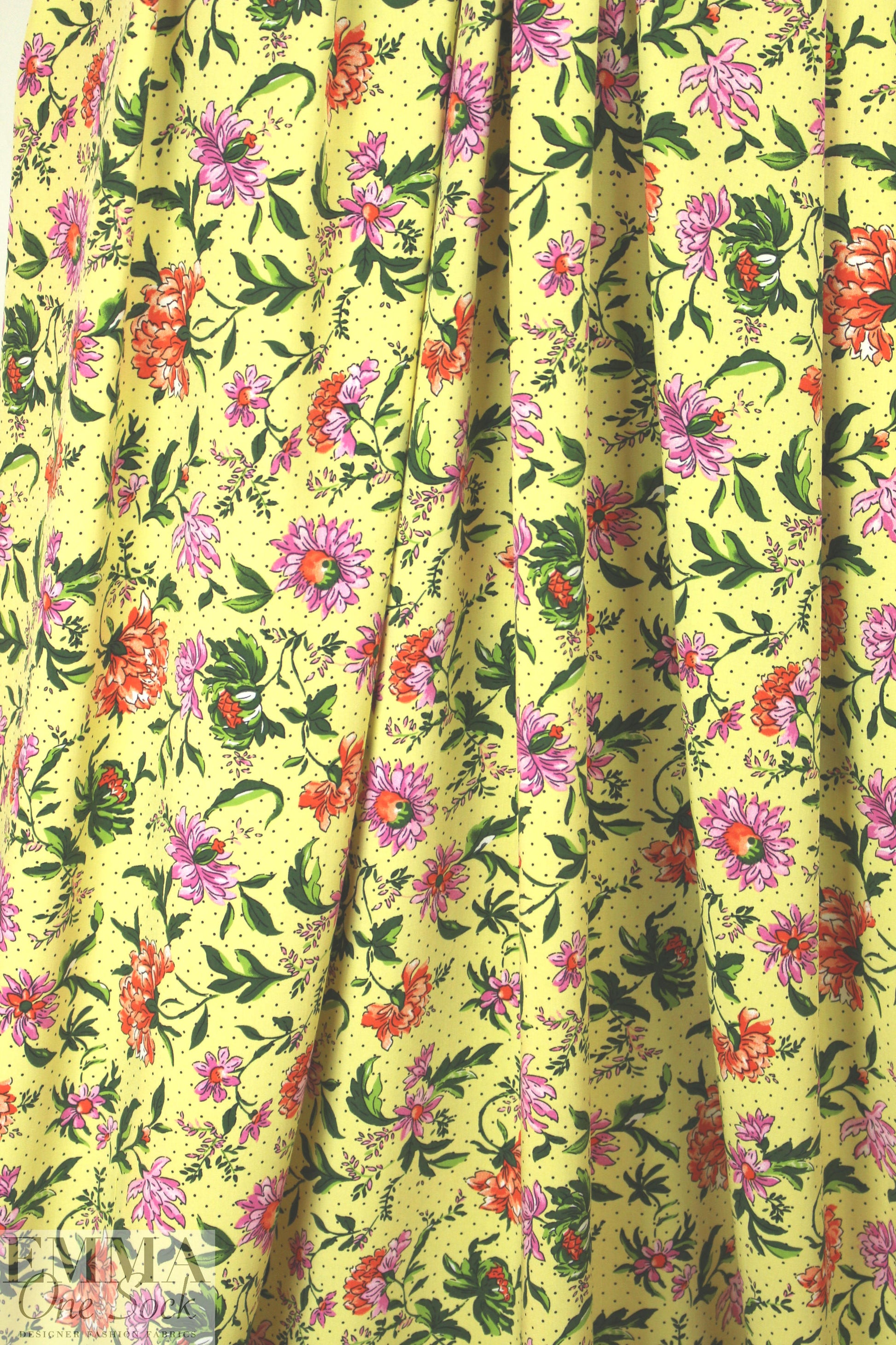 provence floral drapey viscose woven - yellow 1.875 yd