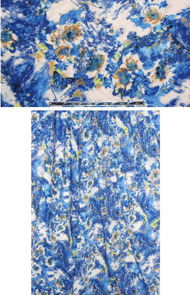 French flower blues viscose woven