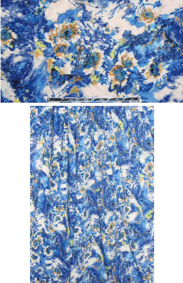 French flower blues viscose woven