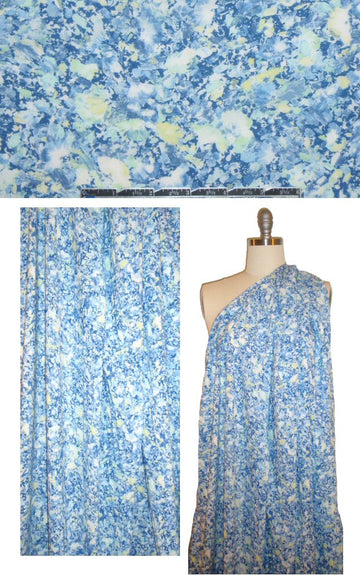 French digital viscose voile - denimy abstracted floral