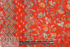 French red floral border viscose drapey woven 1.5 yd