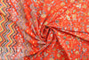 French red floral border viscose drapey woven 1.625 yd