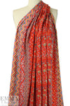 French red floral border viscose drapey woven