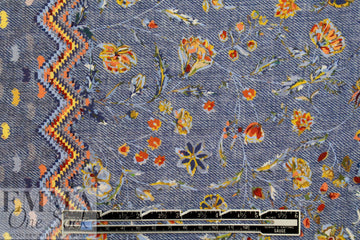 French 'denim' floral border viscose drapey woven