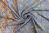 French 'denim' floral border viscose drapey woven