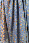 French 'denim' floral border viscose drapey woven