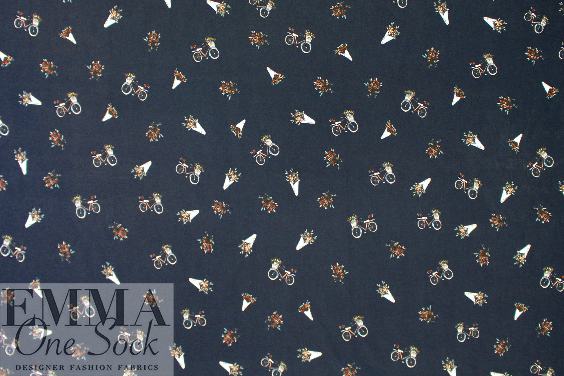 Italian 'bicycle bouquets' drapey viscose crepe 1.625 yd