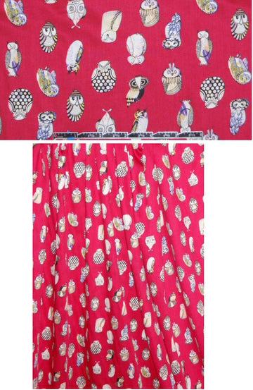 owl party drapey viscose woven - bright rose 1.25 yd