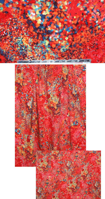 mottled abstract viscose woven - cherry/aqua