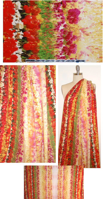 floral impressions border print viscose woven - red 1.5 yd