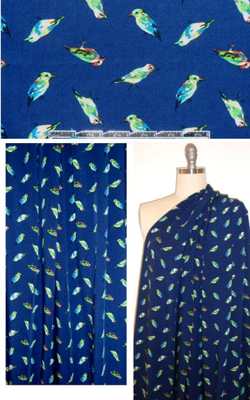 birdie graphic drapey viscose woven on navy