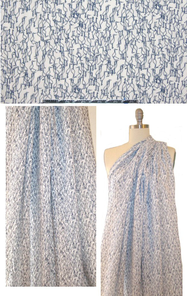 'conference of the birds' drapey viscose woven .875 yds