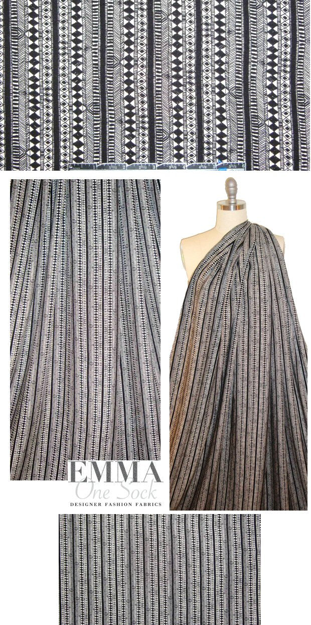 black/off-white graphic stripes rayon twill woven 1.875 yd
