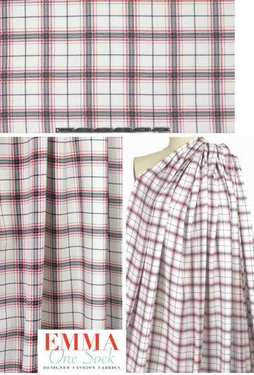 printed windowpane plaid rayon twill woven
