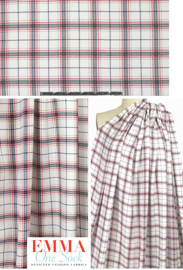 printed windowpane plaid rayon twill woven 1.66 yd