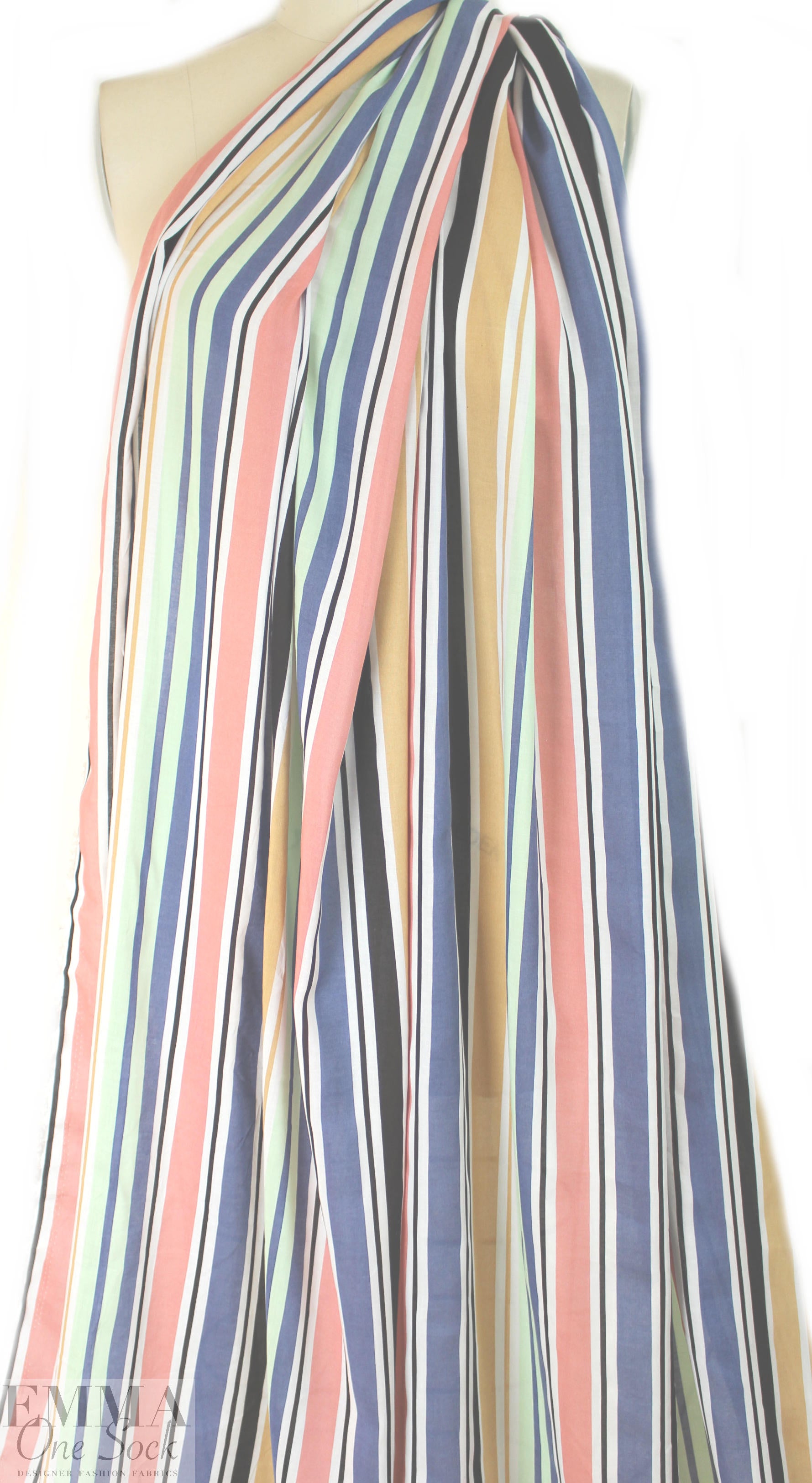 'denim and friends' vertical stripe drapey viscose voile 1.5 yd