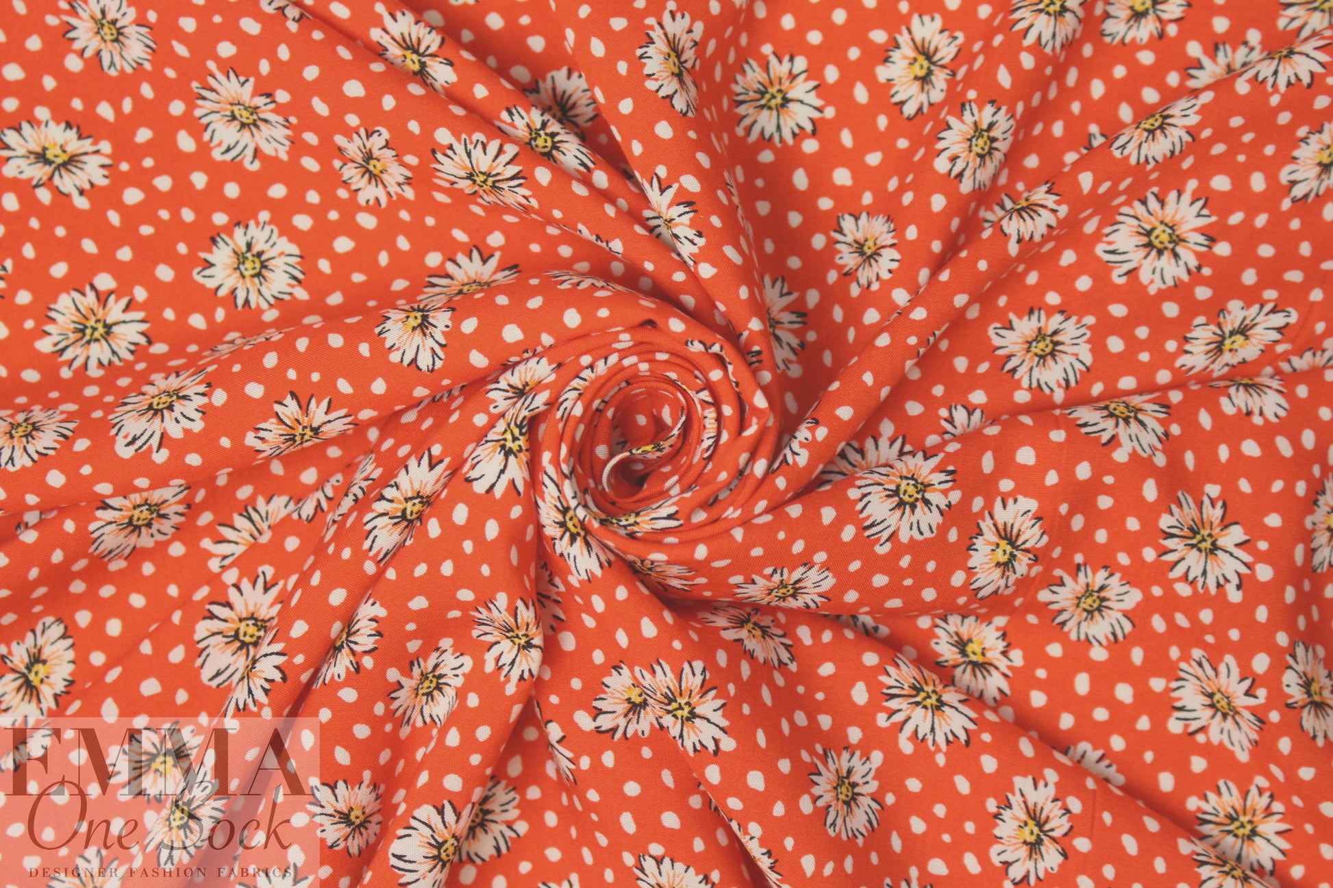 floral dot drapey viscose woven - fiesta red 1.875 yds
