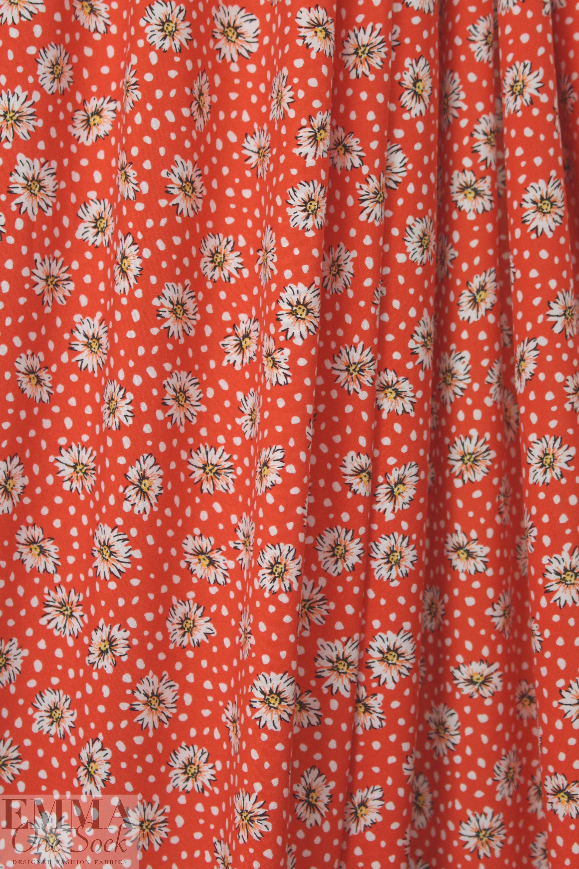 floral dot drapey viscose woven - fiesta red