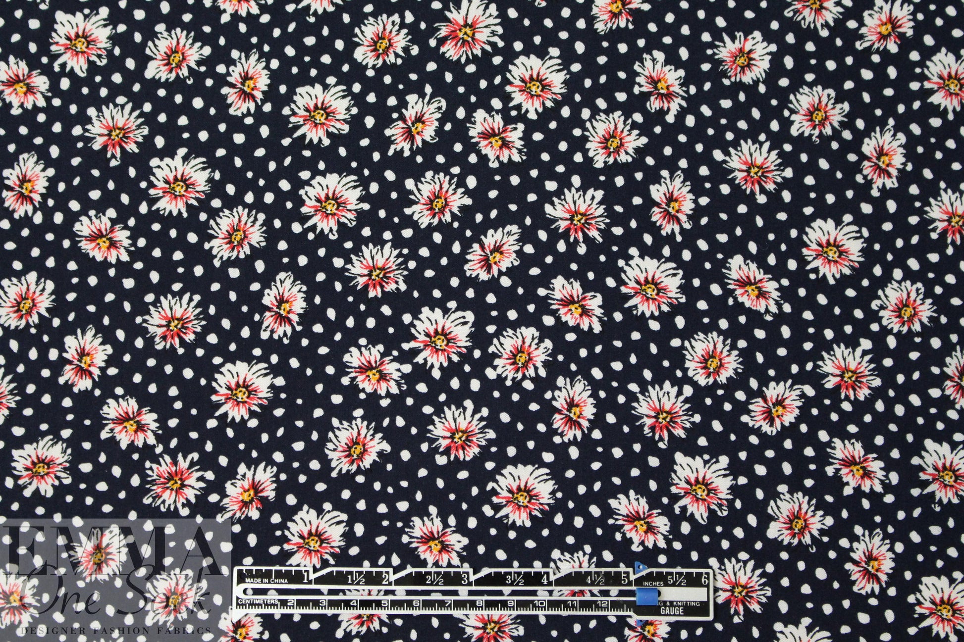 floral dot drapey viscose woven - midnight .75 yds