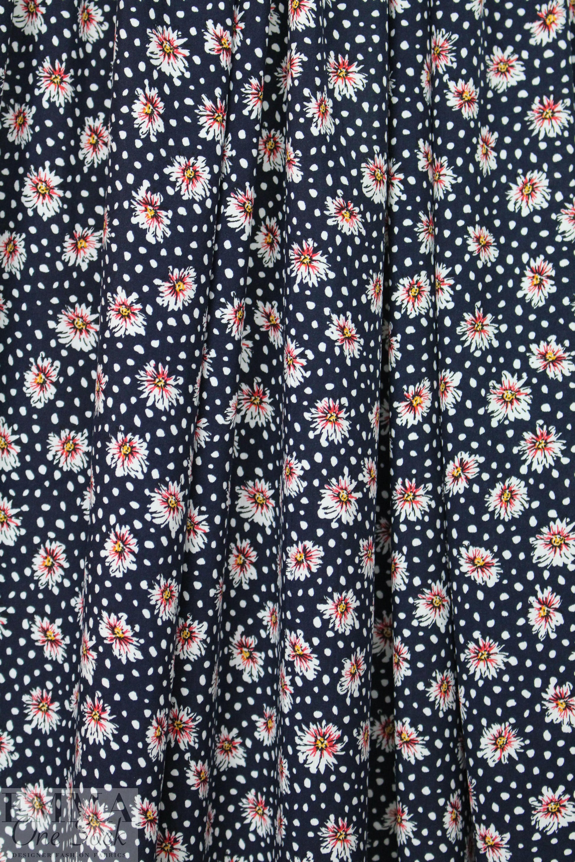 floral dot drapey viscose woven - midnight .75 yds