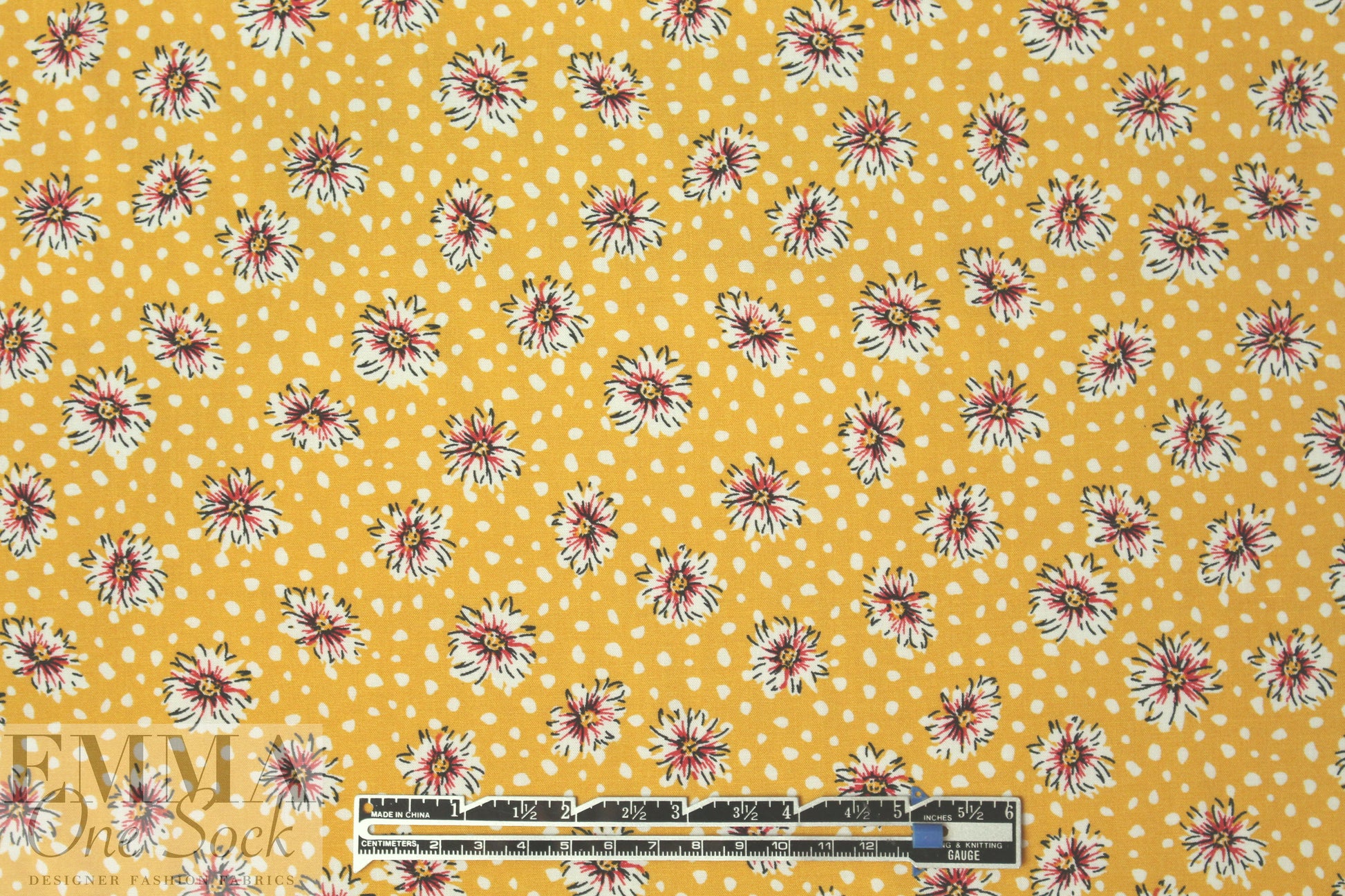floral dot drapey viscose woven - sunshine .75 yds