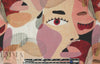 'Picasso' linen-look digital print rayon woven - blush