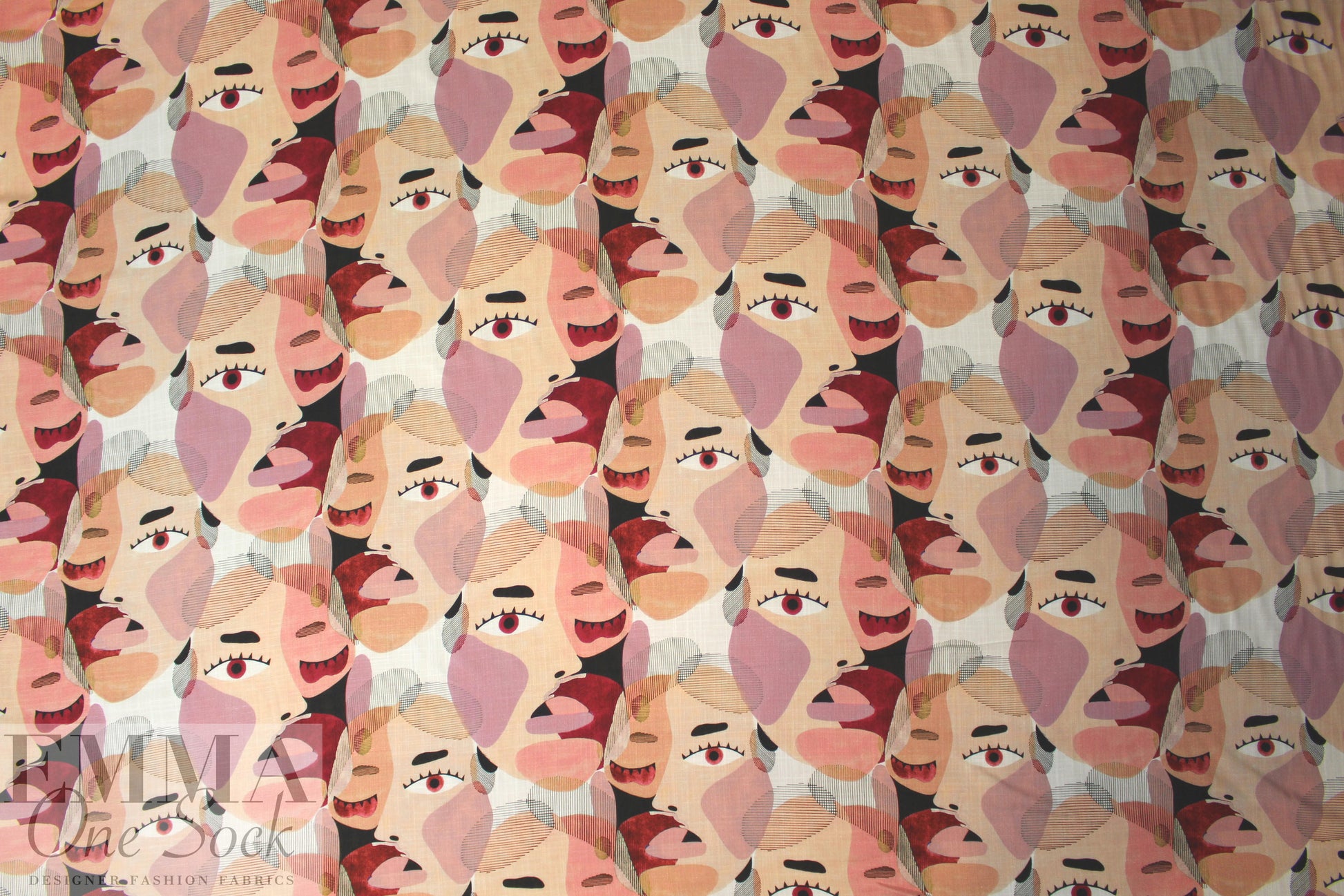 'Picasso' linen-look digital print rayon woven - blush 1.75 yds